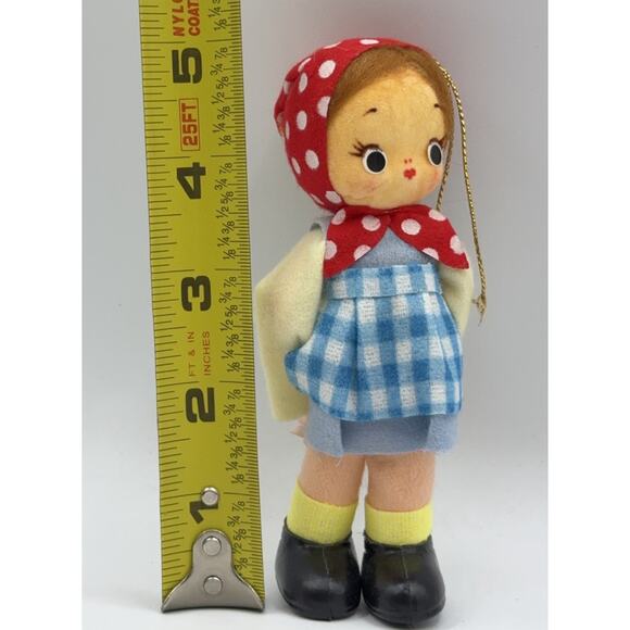 Vtg Christmas Ornament Made In Japan Shy Girl Plastic Kitschy Decor Sweet 5” - Picture 8 of 8